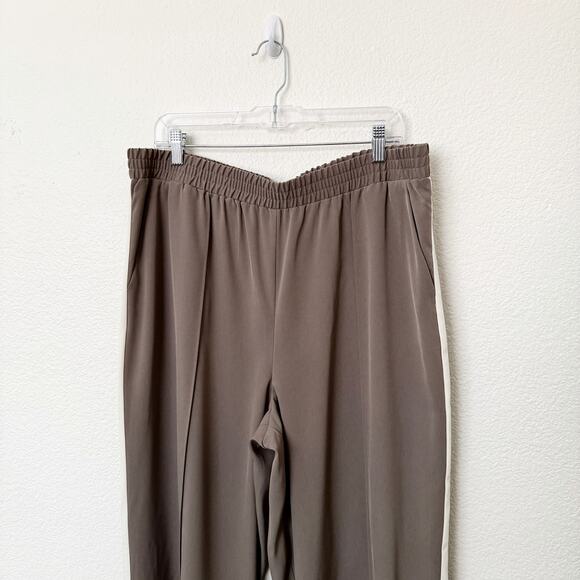[Primark] Brown White High Rise Side Stripe Wide Leg Pants Elastic Waist Size XL - Picture 3 of 11